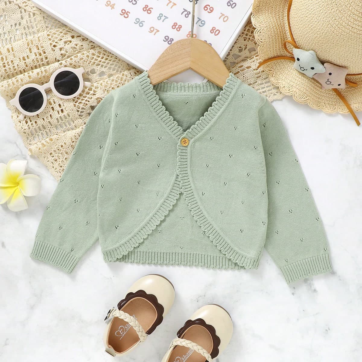 Cardigan unicolore pour bÃ©bÃ© fille avec un seul bouton et manches longues, pour le printemps et l'automne