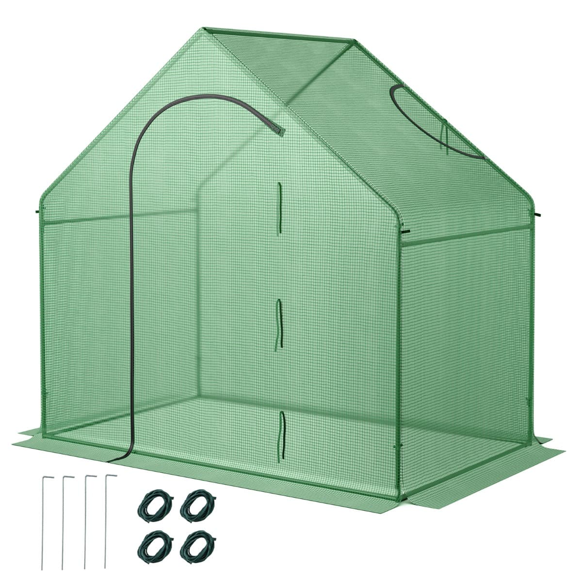 CostwaySerre de Jardin Extérieure avec Housse en PE Mini Serre de Plain-Pied avec Cadre en Métal Antirouille Porte Zippée 179 x 100 x 167 cm