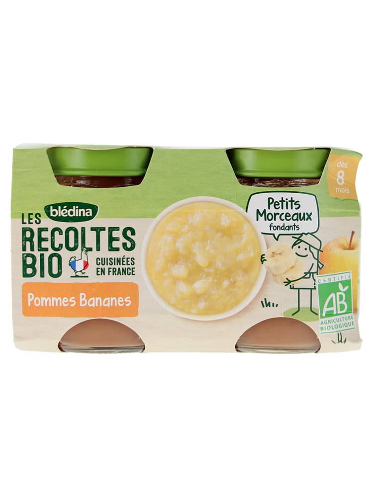 Blédina Les Récoltes Bio Pommes Bananes Dès 8 Mois Bio 2 POTS