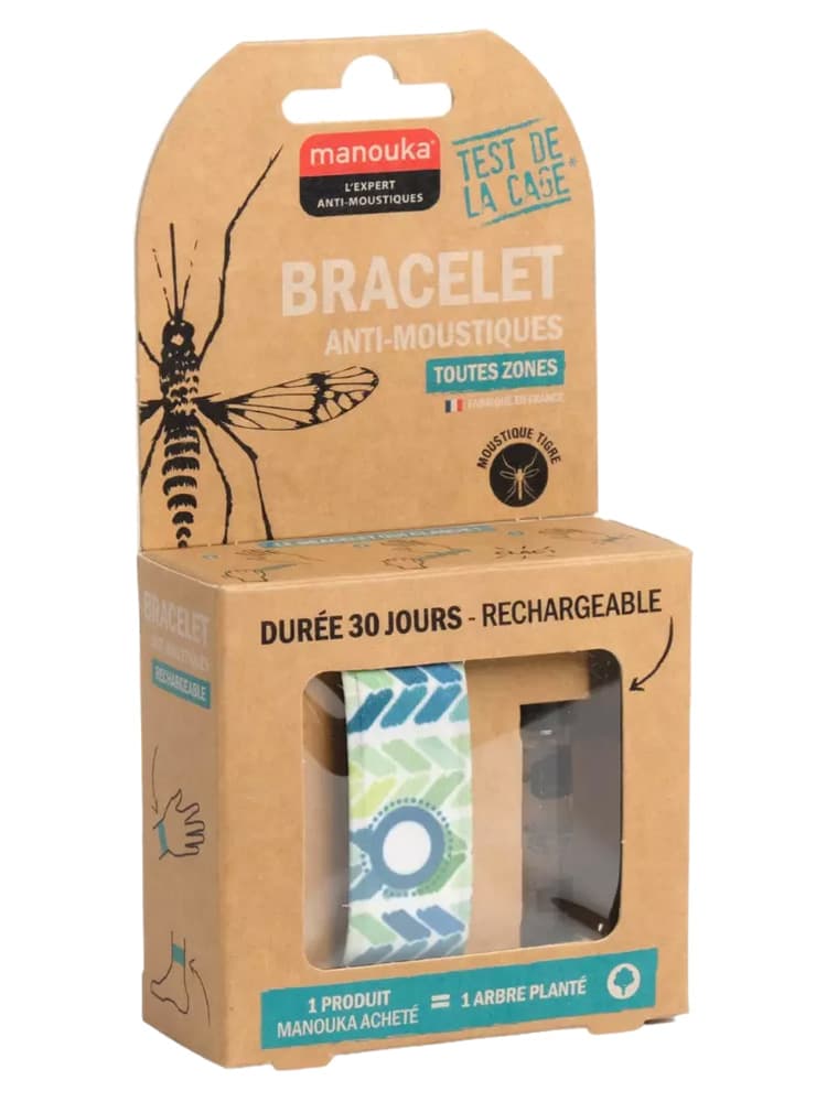 Manouka Kameleo Bracelet Anti-Moustiques + Recharge 6 ml - Couleur : Graphique