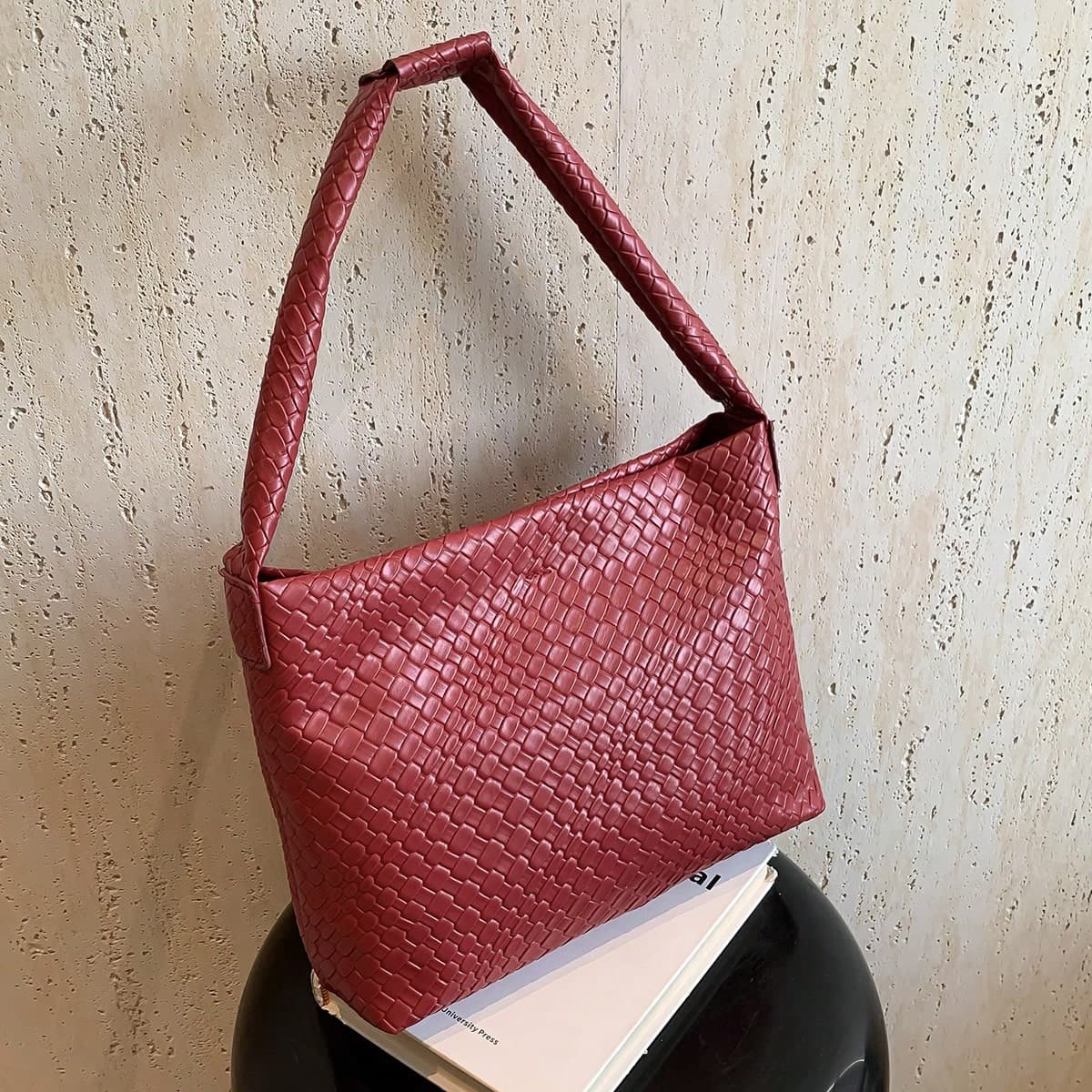Sac de travail pour femmes à la mode de 2023, sac d'épaule tissé, sac bandoulière, sac fourre-tout polyvalent pour le printemps/été, sac seau