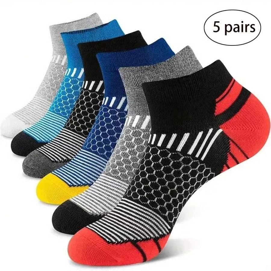 5 paires/ensemble de chaussettes courtes de sport décontractées pour hommes au printemps/été, anti-transpiration et respirantes, adaptées à la