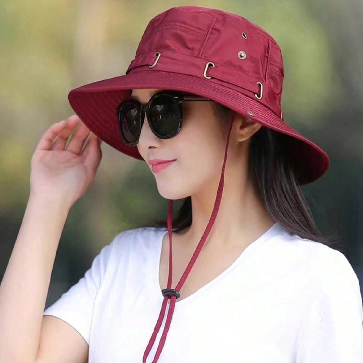 1 pièce Chapeau de pêche unisexe avec large bord, trous respirants, corde coupe-vent, printemps / été