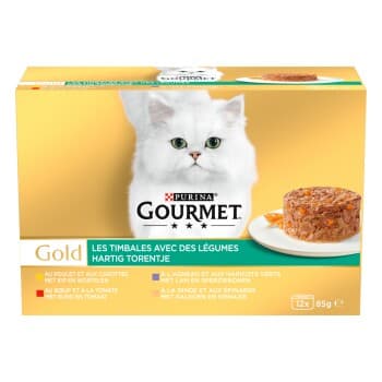 GOURMET GOLD Nourrriture Humide Chat Timbales Multi Variétés avec des légumes 12x85 g
