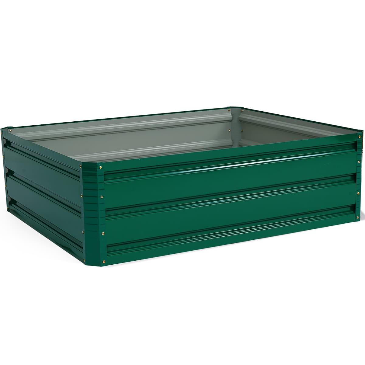 CostwayJardinière Surélevée en Acier Jardinière en Métal Cadre de Jardin Extérieur en Métal Jardinière Surélevée à 4 Panneaux 100 x 80 x 30cm Vert