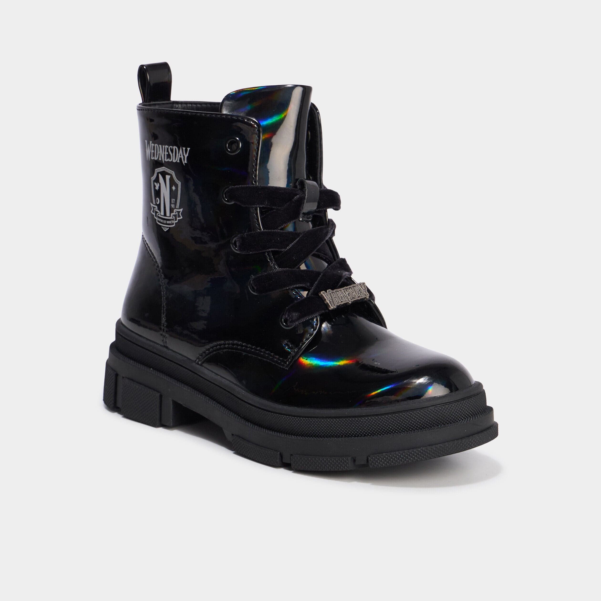 Boots effet holographique Mercredi noir fille